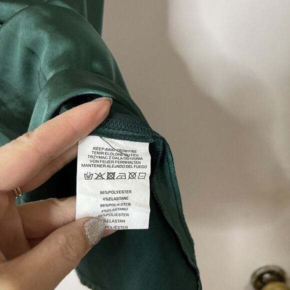 NWOT Motel rocks Iza Slip mini Dress In Satin Forest Green size Small - Picture 6 of 6